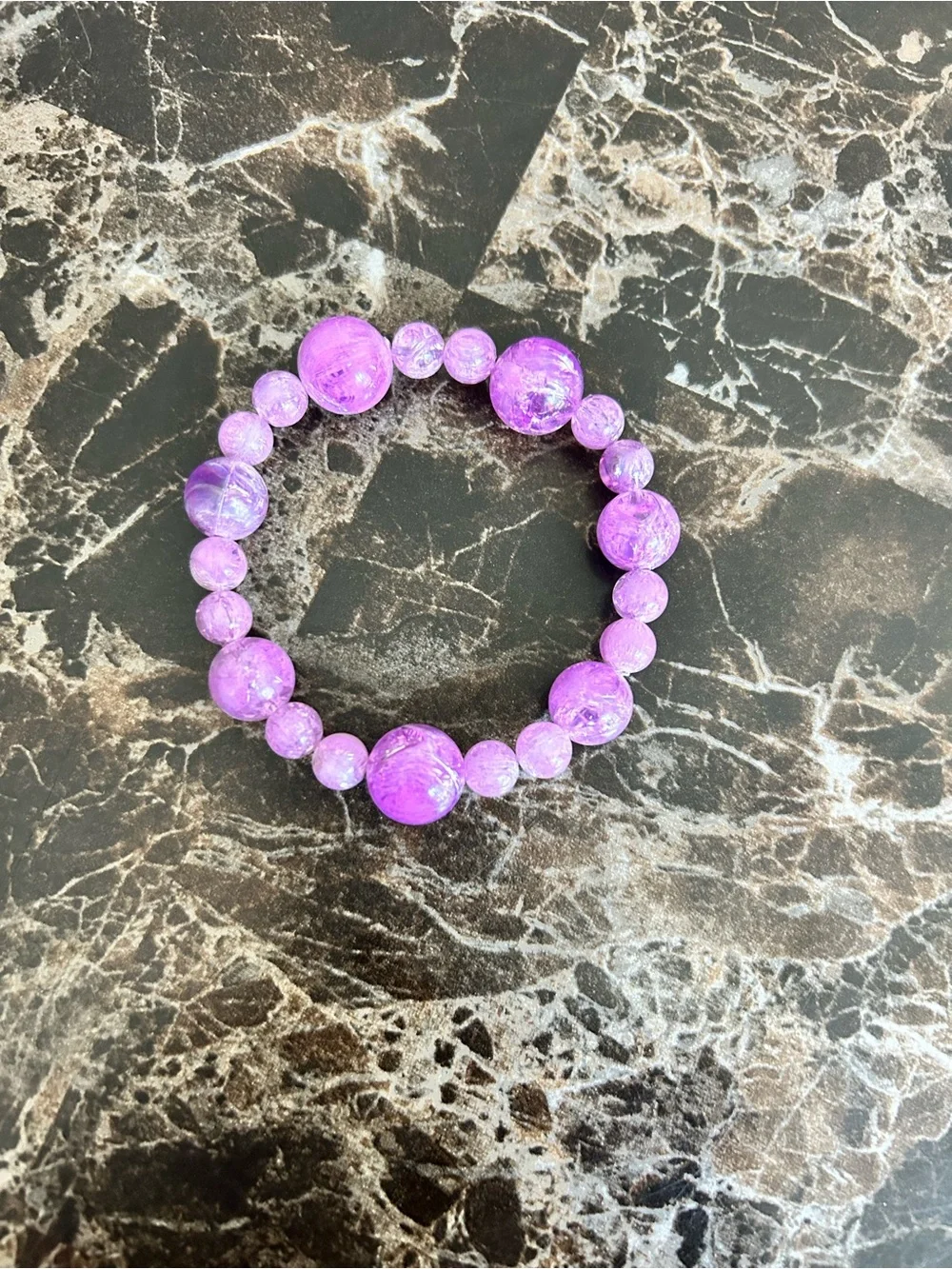 Handmade Purple Beaded Stretch Bracelet - Women Jewelry